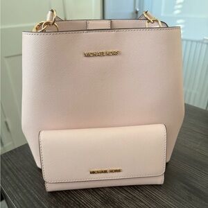 Michael Kors Blush Shoulder Bag and Wallet Set